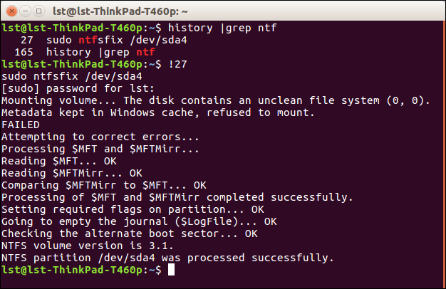 Ubuntu16.04 mount Win10 NTFS 分区失败的解决方法