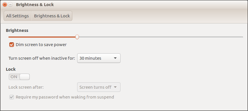 ubuntu system settings lock screen read only
